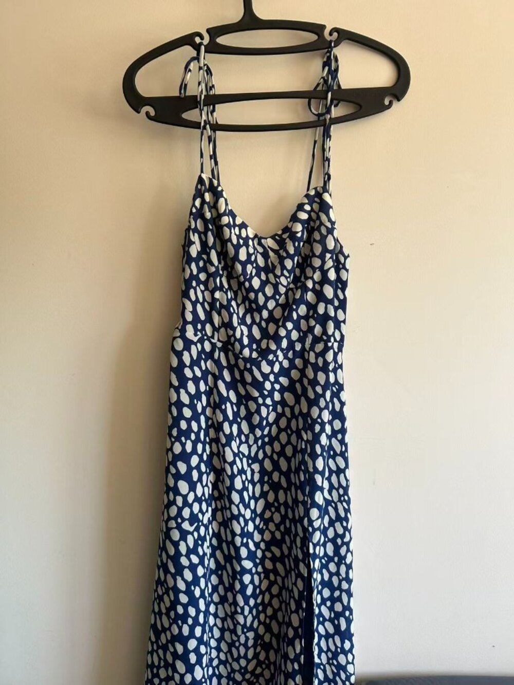 Unbranded Blue White Spotted Slip Midi Dress Size 4 Reformation Style
